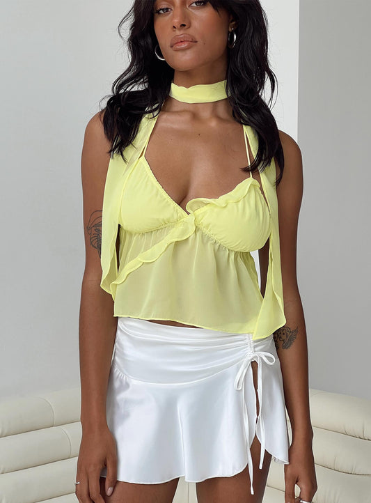 Demi Frill Top Yellow